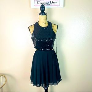 NWT Lulu’s Black Sequined Dress Size Medium Party Evening Midi Brand New Evening